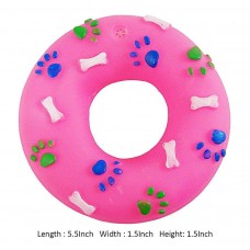 Super Dog Dog Toy Paw and Bone Printed Squeaky Rubber Ring
